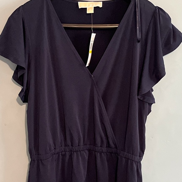 SELLING MICHAEL KORS BLOUSE SIZE M COLOR NAVY BLUE ELASTIC WAIST BAND FOR WOMEN - Picture 3 of 13